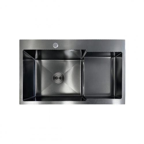Мойка н/сталь, прямоугольная одночашевая, 780*480мм, графит, мойка слева, врезн на/вровень столешнице, AKS (3,2мм)_1