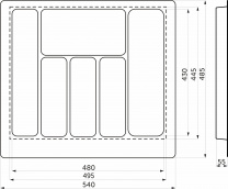 Лоток для столовых приборов 600 LINER 540*485, белый AKS фотография