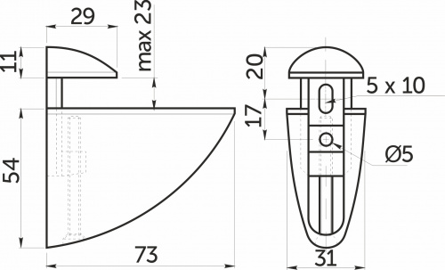 Полкодержатель PELIKAN средний хром AKS_2