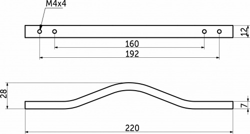 Ручка меб. скоба алюм. MELISA 160-192/220 черный матовый, AKS_2