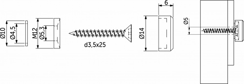 Крепление зеркала мет. AJ04АL 14мм хром (1 компл. = 4 шт.) AKS_2