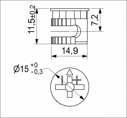 Эксцентрик 15x11,5 для плиты 16 мм (уп/100шт) AKS_2