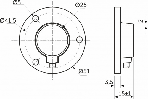 Крепление (розетка) трубы d25 (510А), хром AKS_2