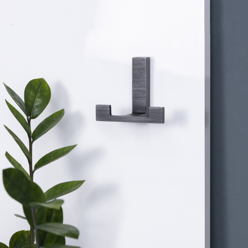 Крючок меб. двухрожковый мет. LEGGO шлифованный титан AKS_8