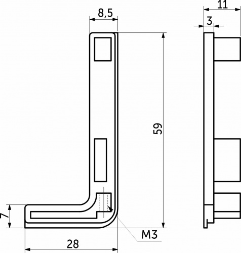Комплект заглушек металлич. к профилю Gola, L-образных (левая+правая) белый глянец 3 AKS_2
