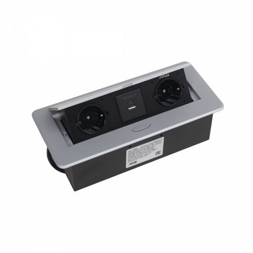 Выдвижной удлинитель Nova USB, 2 розетки, USB A + USB C, алюминий, AKS_1