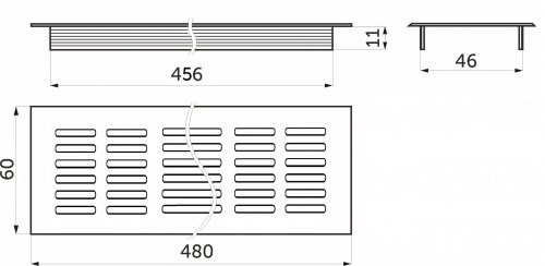 Решетка вентиляционная 480х60мм инокс алюминий AKS_2