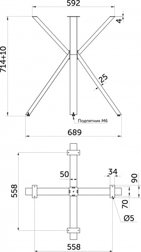 Подстолье VECTOR h714 под круглую столешницу, графит муар AKS_2