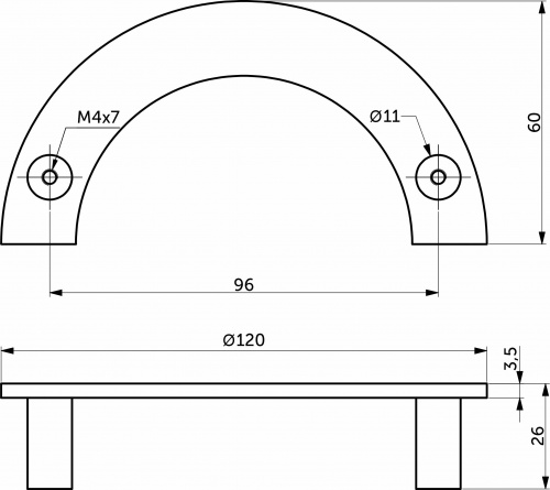 Ручка меб. скоба мет. DAY 96 брашированное золото, AKS_2