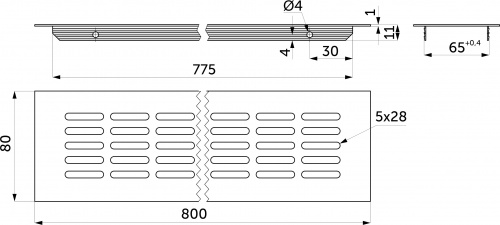 Решетка вентиляционная 800х80мм черная алюминий AKS _2