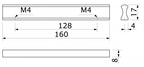 Ручка меб. скоба алюм. AA-07 128 алюминий AKS_2