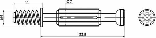 Шток эксцентрика 7*34/6*11 с пластиковой черной муфтой (уп/1тыс.шт) AKS_2