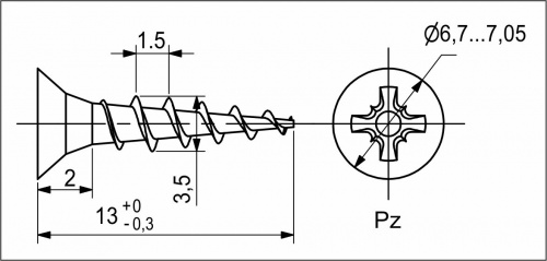 Саморез универсальный 3,5*13 желтый цинк (уп/1тыс.шт) AKS_2