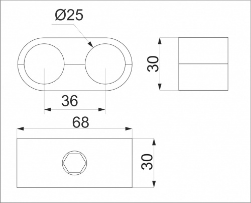 Соединитель 2-х труб d25 (503А) простой параллельный, хром AKS_2