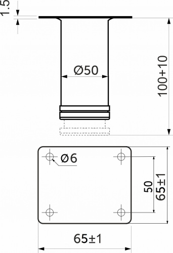 Опора меб. мет. d50 h100 с регул. хром AKS_2