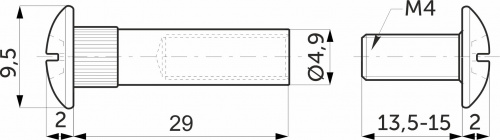 Стяжка межшкафная d5 М4х30мм (уп/1тыс.шт) AKS_2