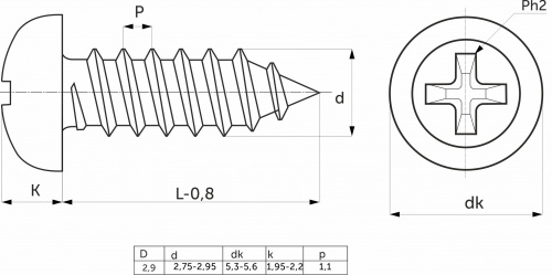 Саморез с полукруглой головкой белый цинк 3,9*13 (уп/25тыс.шт)_2