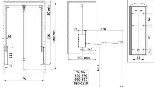 Пантограф 890-1210 VENTO, черный AKS_2