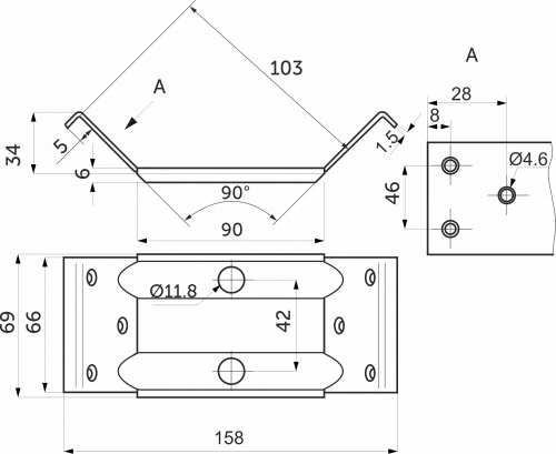 Стяжка для столов IV белый цинк AKS_2