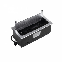 Выдвижной удлинитель Atlas USB, 2 розетки, USB A + C, HDMI, LAN, шлиф. сталь, AKS фотография