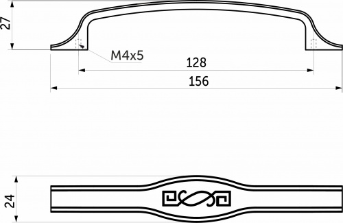 Ручка меб. скоба мет. PAOLA 128 шлифованный никель, AKS_2