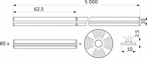 Лента светодиодная COB RGB SPI ("Бегущий огонь") - 13W/m, 24V, 10мм, 576 д/м, IP20, - 5м, AKS_2