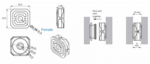 Соединитель для панелей кнопочный наружный d25 (уп/100шт) SISO_2