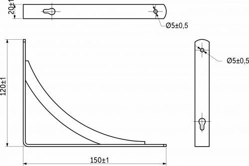 Полкодержатель мет. KOMETA 150*120*20*3, белый AKS_2