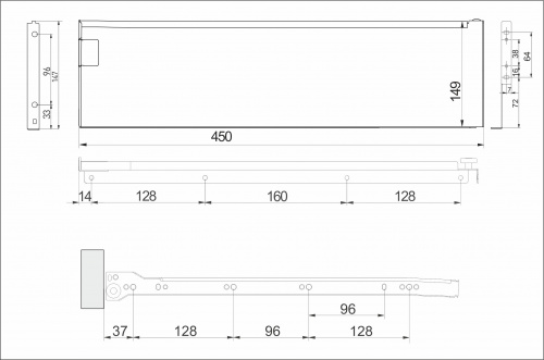 Система ящиков Металбокс AKS L-450 белый H=150 левая+правая_2