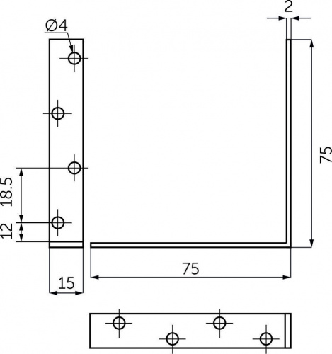 Уголок металлический FSC-04 75х75х15 (2,0), белый цинк (уп/4шт) AKS_2