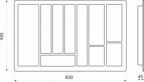 Лоток для столовых приборов 900 STANDARТ (830*430), металлик РП_2