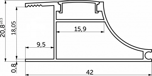 Профиль алюминиевый накладной/торцевой AVIOR, с экраном, цвет черный, 3м, AKS_2