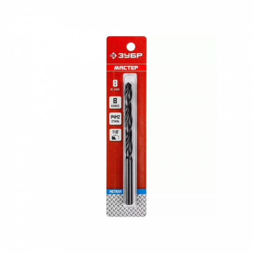 Сверло по металлу цилиндрический хвостовик 8.0 х 117 мм, сталь Р4М2 МС ЗУБР_1