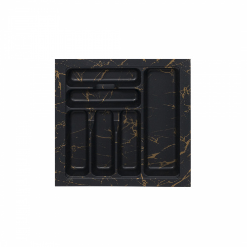 Лоток для столовых приборов 500 MARBLE 435*430, черно-золотой мрамор AKS_1