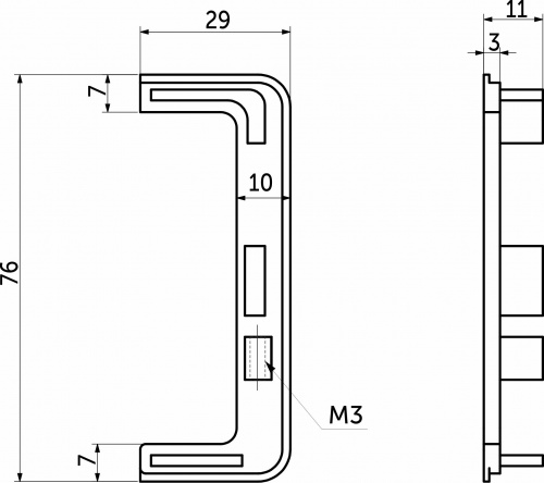 Комплект заглушек металлич. к профилю Gola, С-образных (левая+правая) серебро 3 AKS_2
