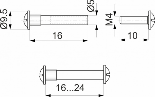 Стяжка межшкафная d5 М4х16 (уп/1тыс.шт) AKS_2