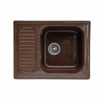 Мойка каменная, прямоугольная одночашевая, S-11, 640*490мм, шоколад, врезная, Sim Gran фотография
