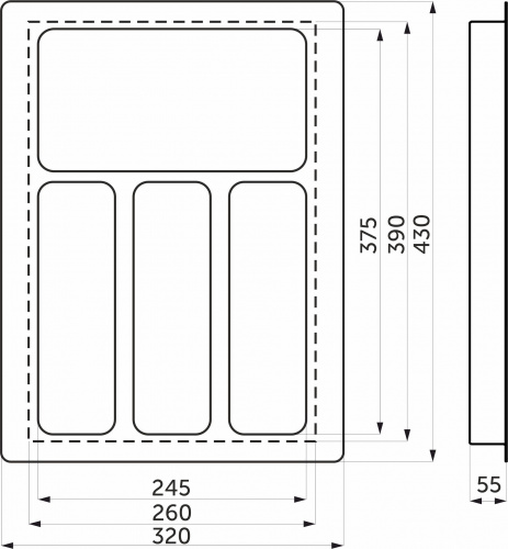 Лоток для столовых приборов 400 LINER 320*430, графит AKS_2
