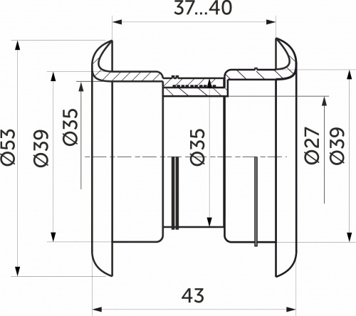 Пропуск вентиляционный D53 белый пластик РП_2