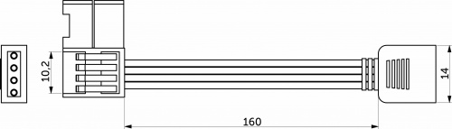 Шнур соединительный для светодиодных лент RGB шириной 10мм (коннектор - лента), 15 см, AKS_2