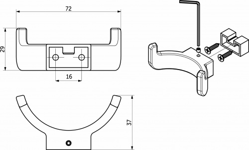 Крючок меб. двухрожковый мет. BAR черный матовый AKS_2
