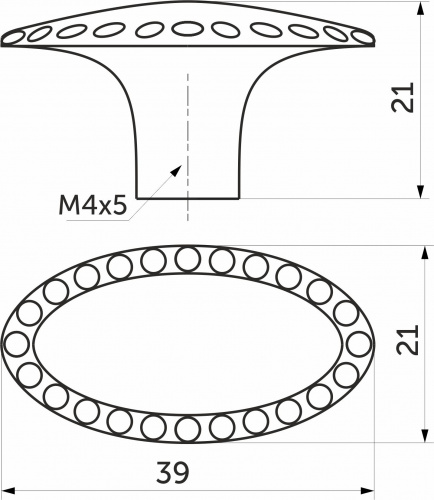 Ручка меб. кнопка мет. WP11-48 старое золото, AKS_2