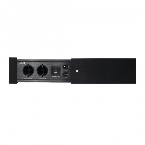 Выдвижной удлинитель Hollander, 2 розетки, 2xUSB, HDMI, LAN, черный AKS_4