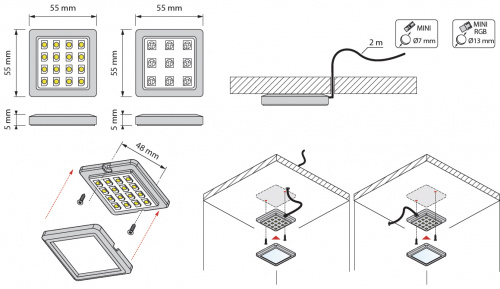 Светильник светодиодный Square, накладной, 6000K, холодный белый, HLT_2