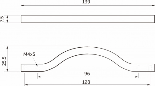Ручка меб. WAVE-96-128, графит глянец, AKS_2