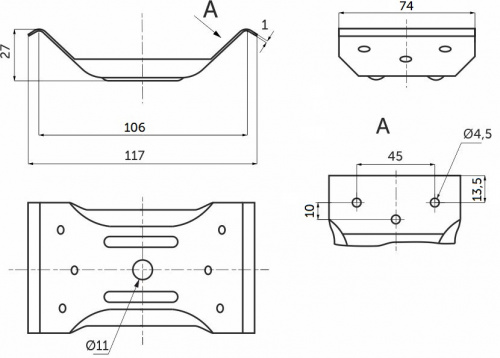 Стяжка для столов 102 белый цинк BY_2
