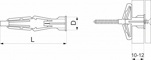 Дюбель для гипсокартона бабочка 10*50 (уп/ 10 шт) AKS_2
