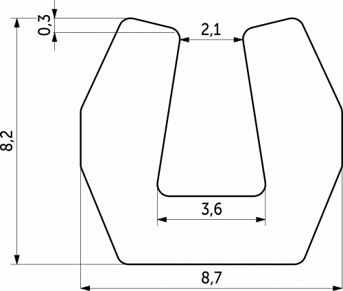 Уплотнитель ПВХ вставной 8,7x8,2 мм SENATOR тип U BY (1рул.=200пог.м.)_2