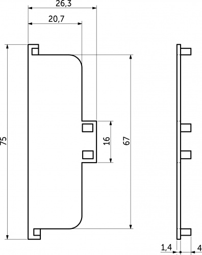 Комплект заглушек металлич. внутр. к профилю Gola, С-образных (левая+правая) белый матовый 3 AKS_2