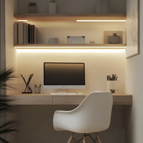 Светильник светодиодный, нарезной, 10*10мм, 8W/m, 12V, 6000K (холодный белый), 1,5м, алюминий, (в комплекте шнур, 2 заглушки, 2 держателя), AKS_5